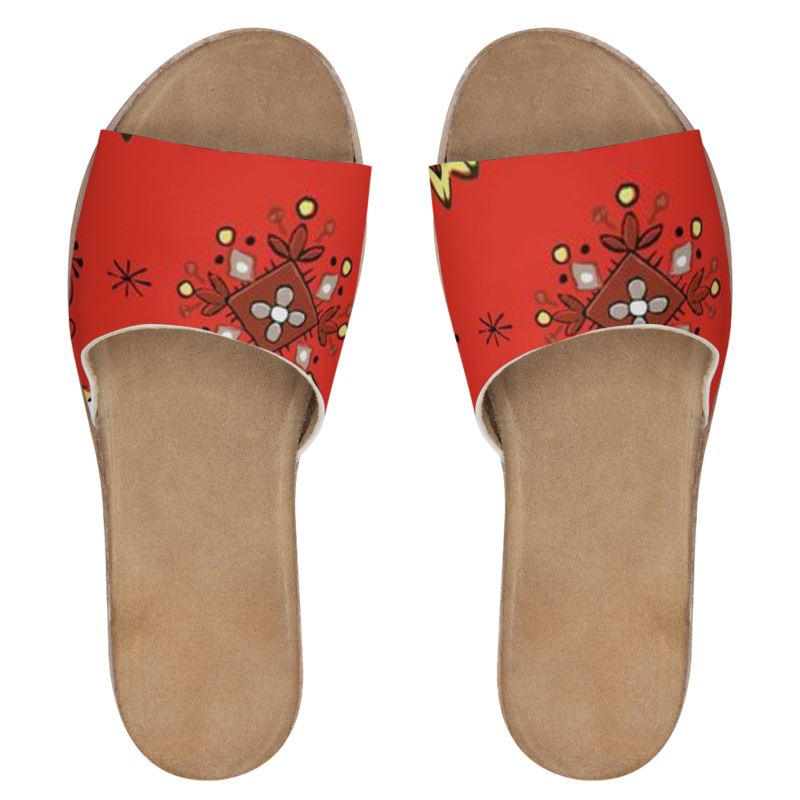 Womens Leather Sliders